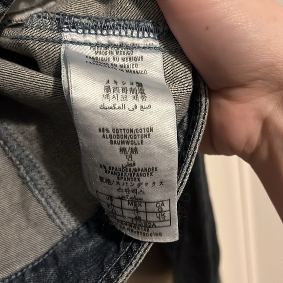 Guess Y2K Vintage Distressed Jean Denim Jacket Stretch Size Large w Gold Paint - Picture 10 of 10